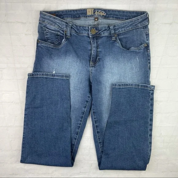 KUT from the Kloth sz10 Medium Wash Distressed Straight Leg Jeans - Picture 1 of 8